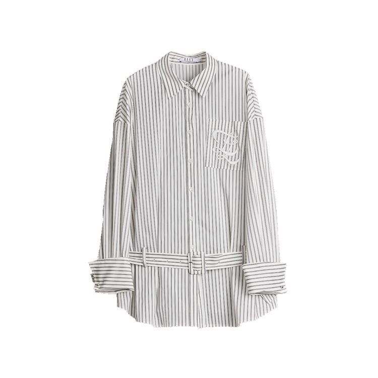 ELLE Shirts Women's Stripes V Neck Moderate