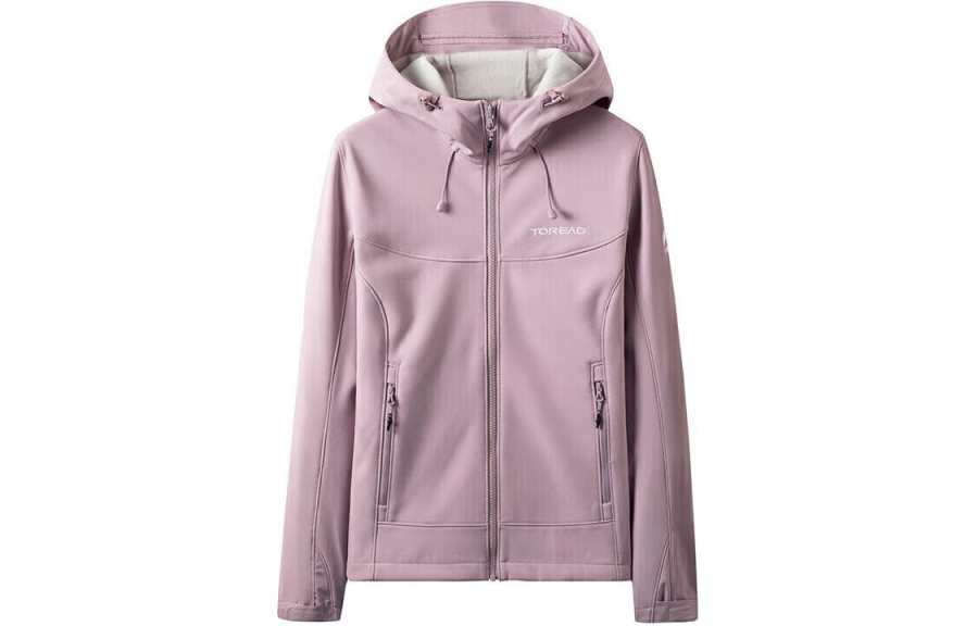 TOREAD Windproof Thermal Hooded Softshell Fleece Lined Jackets & Coats Women's Cold Gray Purple