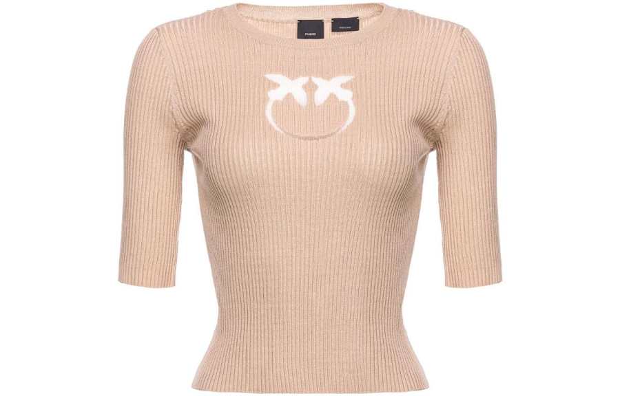 PINKO Love Birds print Ribbed knit Top