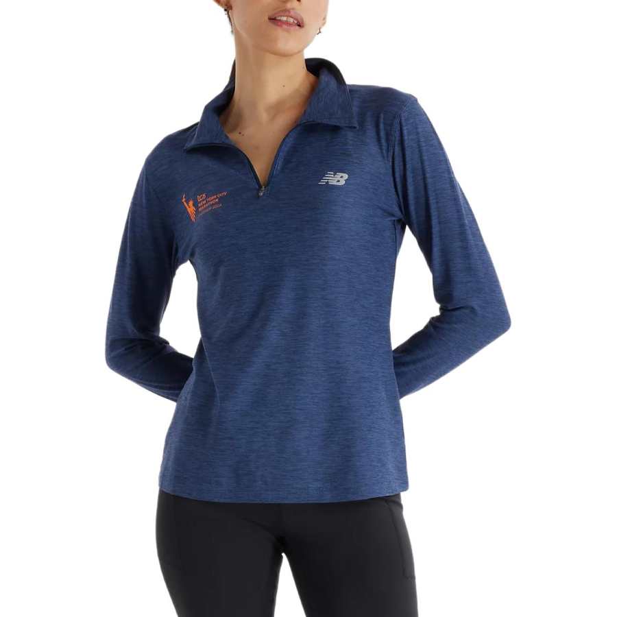 New Balance New Balance NYC MarathonSpace Dye 1/4 Zip FW24 T Shirt Women's Marine Blue