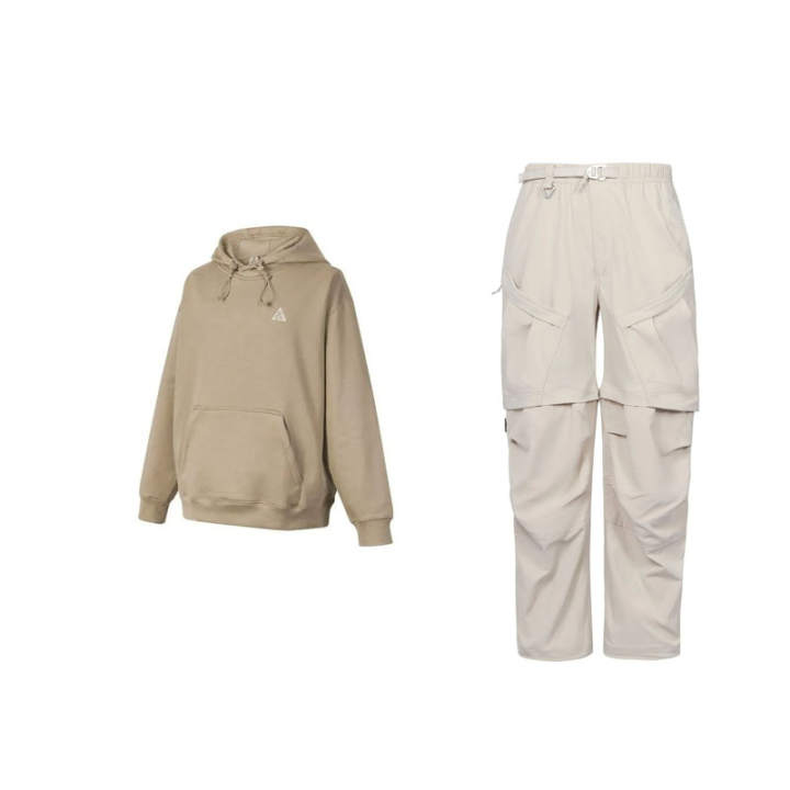 Nike Nike ACG Therma FIT Thickened And Fleece Lined Solid Color Top SmithSummit Strap Length Pants Casual Sportswear Men's