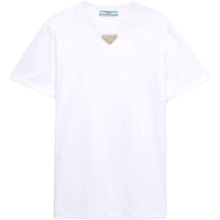 PRADA T Shirts Women's White Crew Neck Moderate Straight Fit