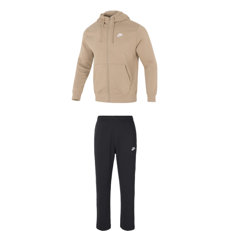 Nike Nike Casual Sportswear Men's Clothing Set Brown Top+Black Pants Hooded Moderate