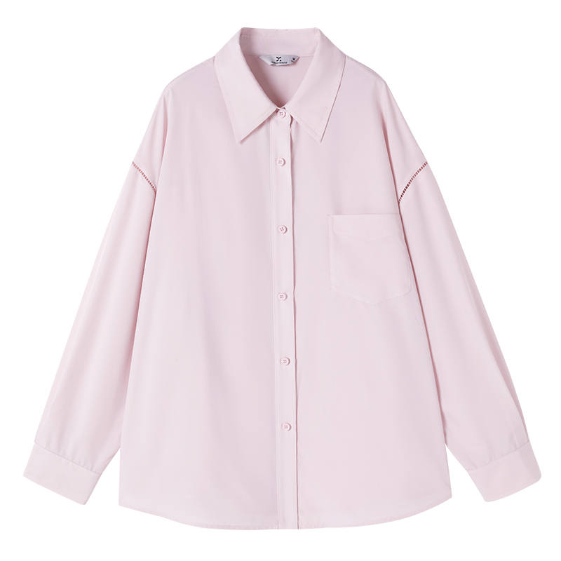XIANGYING Shirts Women's Pink Lapel Thin Workwear