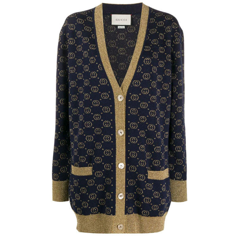 GUCCI Knitwear Women's Blue V Neck Moderate