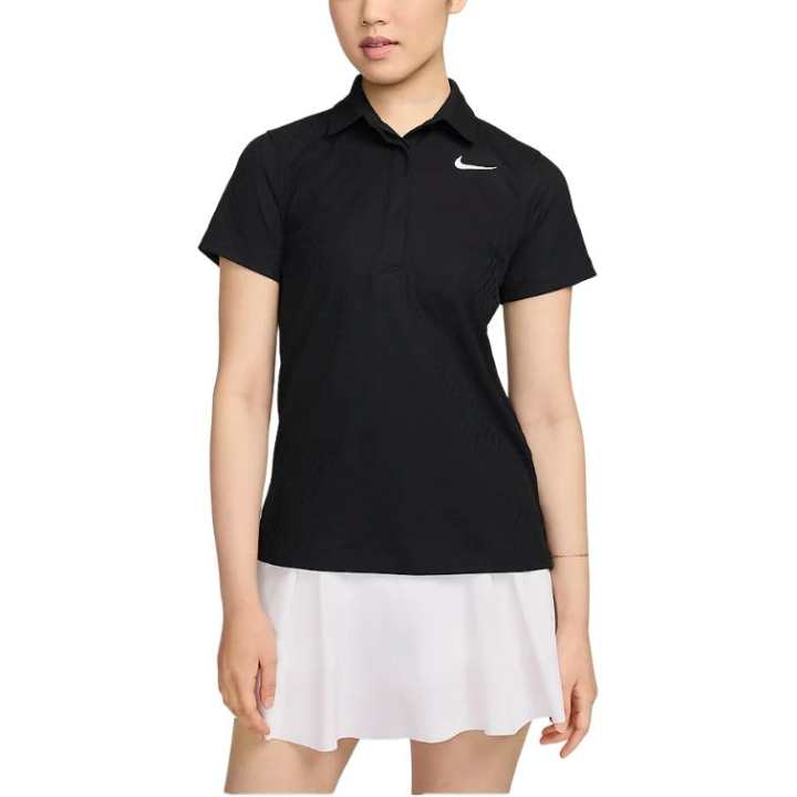 Nike Nike Polo Shirts Women's Black Polo Collar Moderate Straight Fit