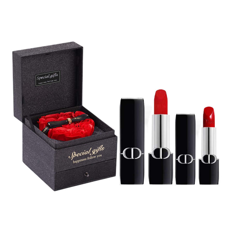 DIOR Vivid Blue Gold Lipstick Premium Box Makeup Sets Natural Enhance Complexion Silky Easy to Blend