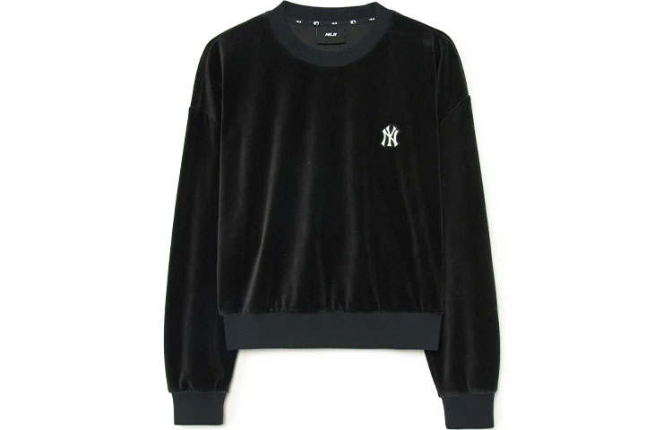 MLB New York Yankees Sweatshirts Women's Black Crew Neck Moderate Regular