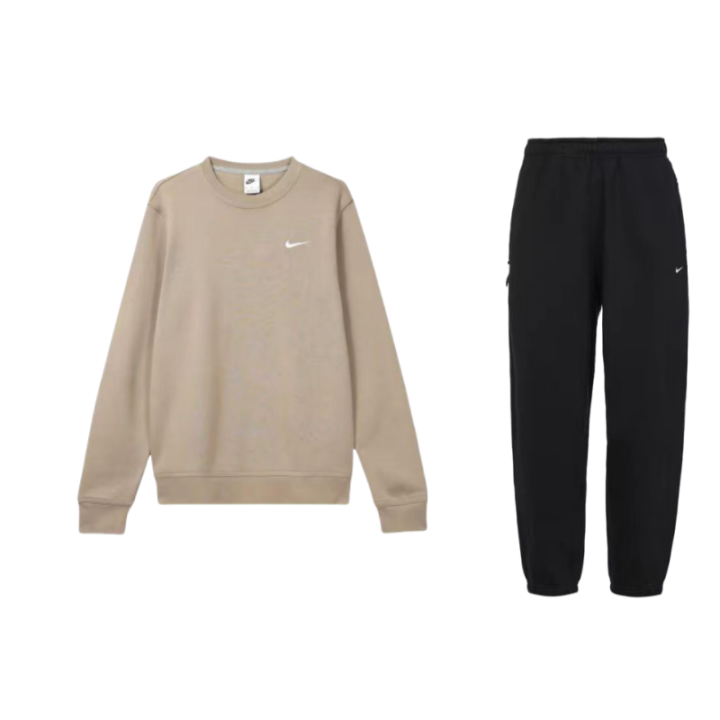 Nike Nike Casual Sportswear Unisex Light Khaki/Black Crew Neck Moderate