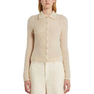 Marella Knitwear Women's Ecru Lapel Moderate Cardigan