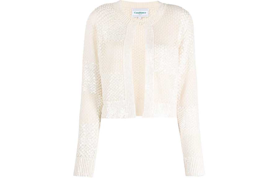 CASABLANCA Knitted Fabric Cardigan Women's Beige