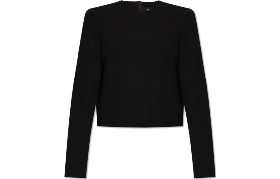 THEORY THEORY Crewneck Cropped Blouse
