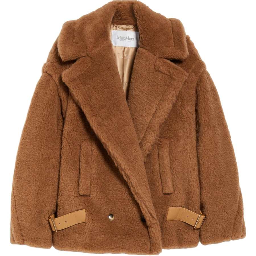 MaxMara Vanadio Collection Teddy Fabric Biker Jacket Jackets & Coats Women's Camel
