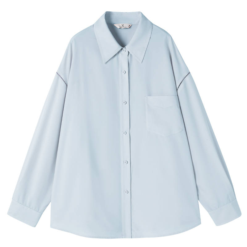 XIANGYING Shirts Women's Blue Lapel Moderate Workwear