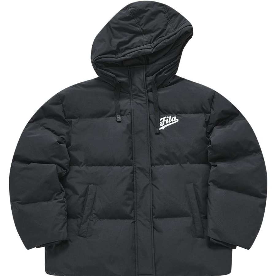FILA FUSION Down Jackets Women's Jet Black Hooded Thickened