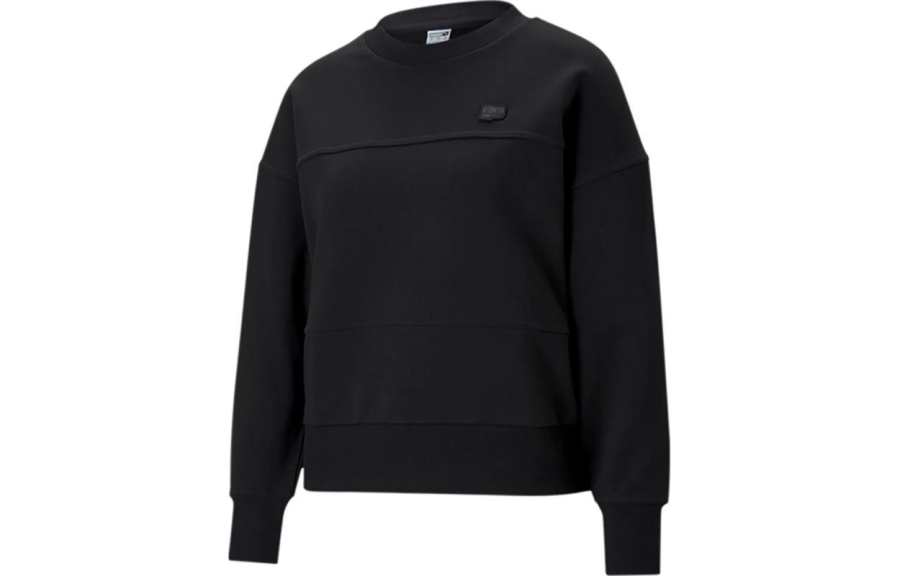 PUMA Sweatshirts Women's Black Crew Neck Moderate Regular