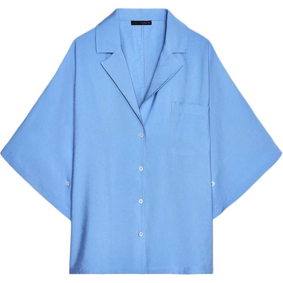 ZARA Shirts Women's Blue Lapel Moderate