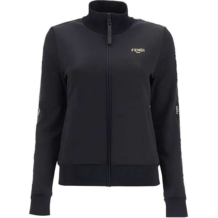FENDI Jackets Women's Black Stand Collar Moderate Other