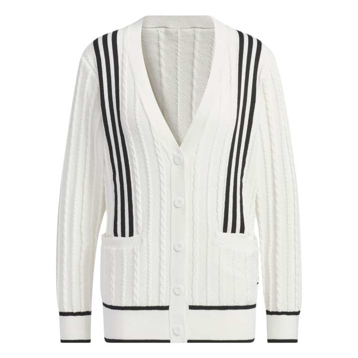 Adidas Adidas Primeknit Cable Pattern Cardigan Knitwear Women's White