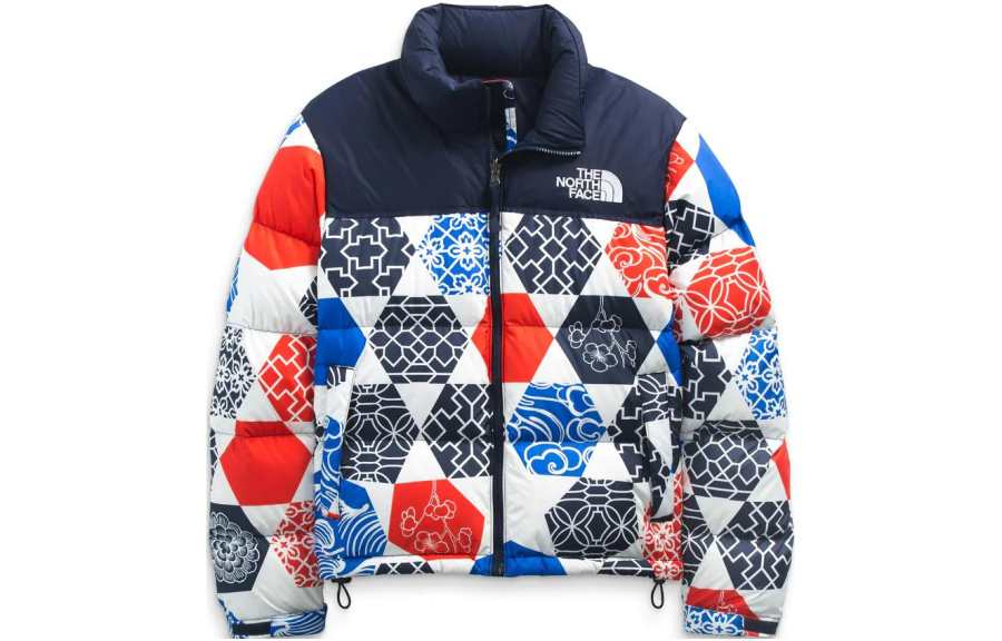 THE NORTH FACE Women's Printed 1996 Retro Nuptse Jacket Blue Ic Geo Print