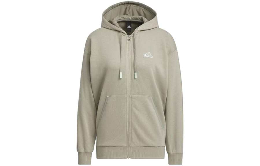Adidas Adidas Warding Loose Fleece Full Zip Hoodie Sweatshirt Women's Green