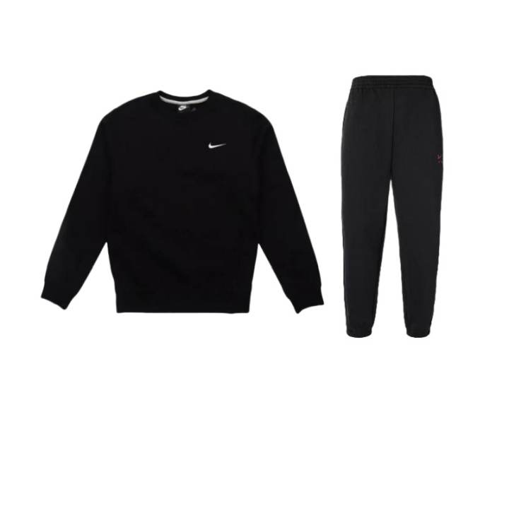 Nike Nike Minimalist Style Brand Logo Fleece Lined Thermal Pullover Sweatshirt With Elastic Cuff Knitted Fabric Pants