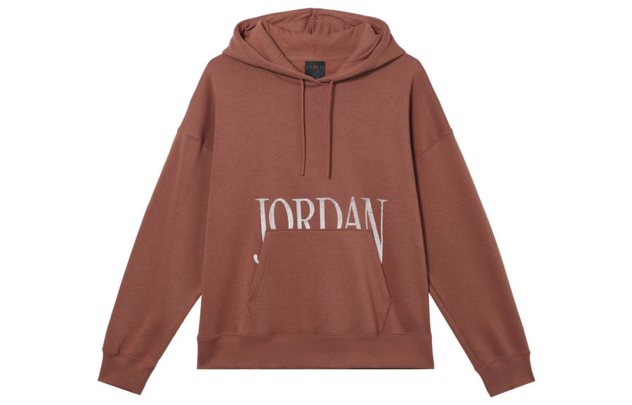 Jordan Jordan Brooklyn Fleece Letter Print Fleece Lined Long Sleeved Hooded Sweatshirt Women's Gray Peach Red