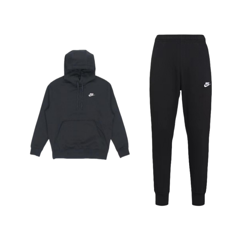 Nike Nike Sportswear Club Fleece Hooded Fleece Sweatshirt With Ribbed Cuffs Elastic Waistband Joggers With Tapered Ankles