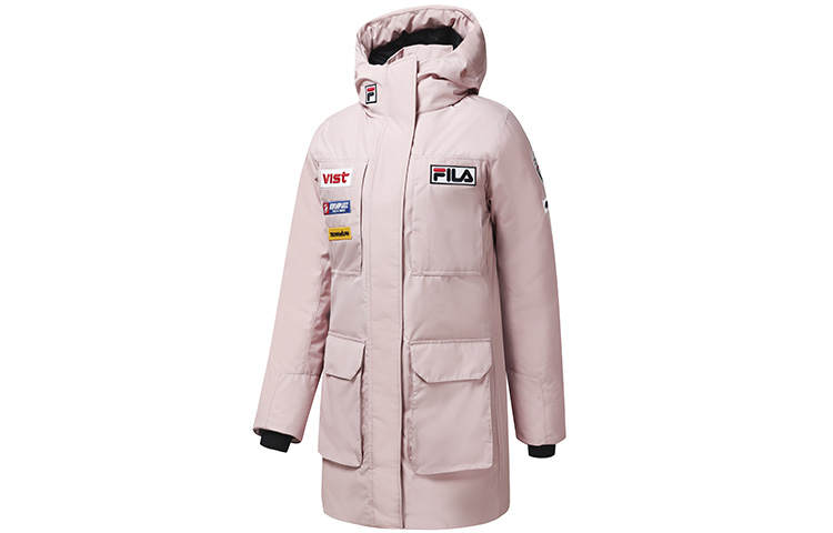 FILA Athletics Down Jackets Women's Tea Plum Pink Hooded Moderate Other