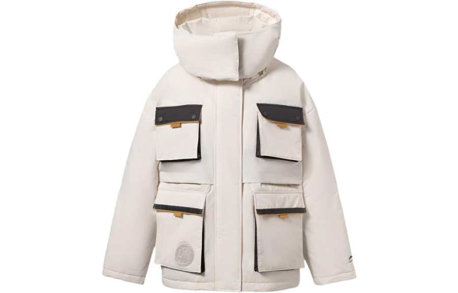 Li-Ning Li Ning Sports Fashion Collection Down Jackets Women's Ecru Hooded Moderate Other