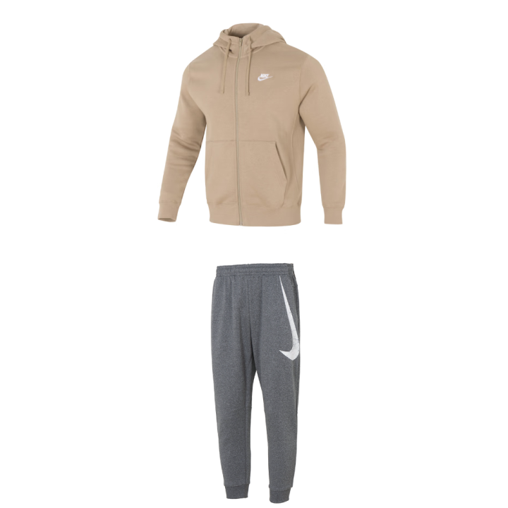 Nike Nike Casual Sportswear Men's Set Brown Top+Gray Pants Hooded Moderate