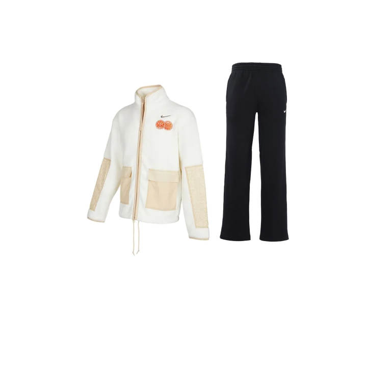 Nike Nike CNY Collection Color Block Patchwork Loose Fit Jackets & Coats Logo Breathable Fleece Lined Mid Rise Pants