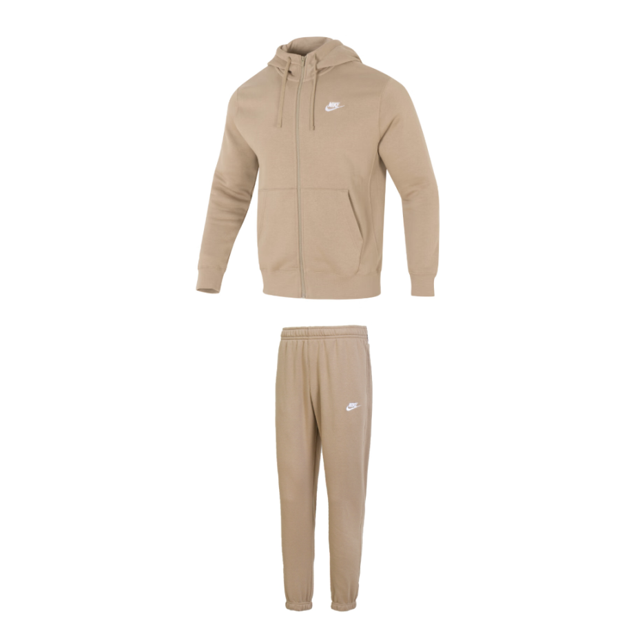 Nike Nike Hooded Comfortable Zip Up Jackets Fleece Lined Mid Rise Pants Casual Sportswear Men's Brown