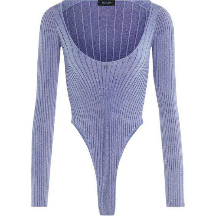 Mugler Mugler Bodysuit 'Silver/Blue'