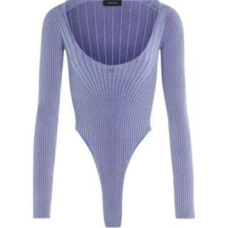 Mugler Bodysuit 'Silver/Blue'