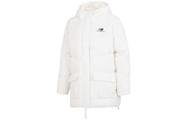 New Balance New Balance Down Jackets Women's White Hooded Moderate Quilted Down Jacket