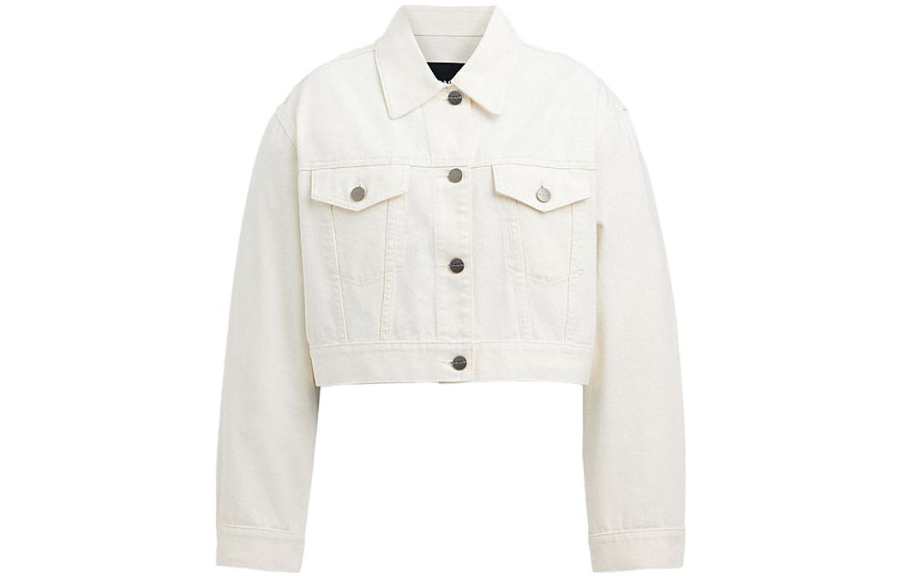 COACH Cropped Coats Women's White Lapel Moderate Other