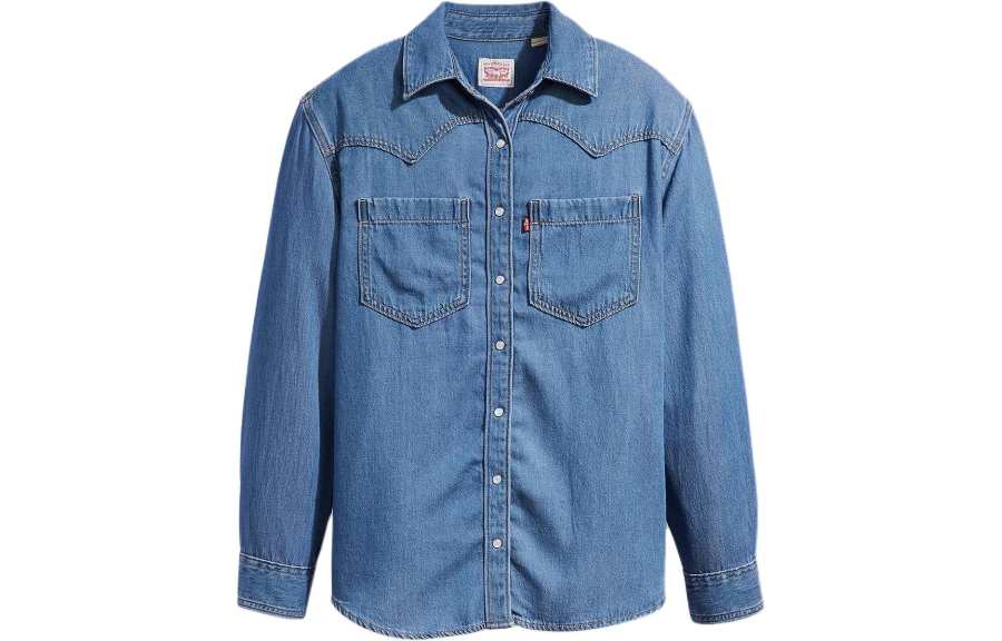 Levis Levis Shirts Women's Blue Square Collar Moderate Denim
