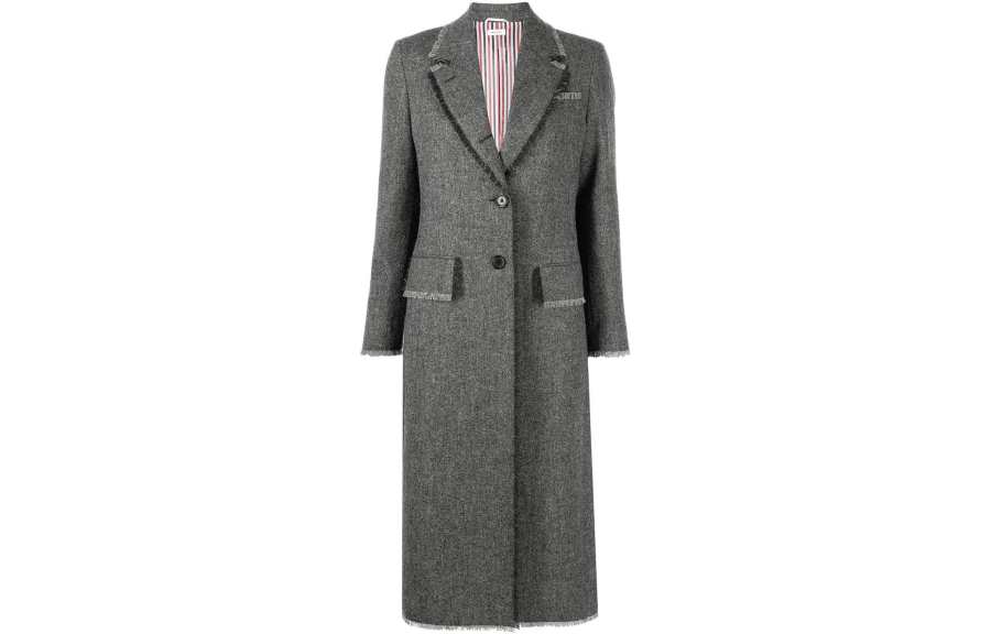 THOM BROWNE Thom Browne frayed trim single-breasted coat