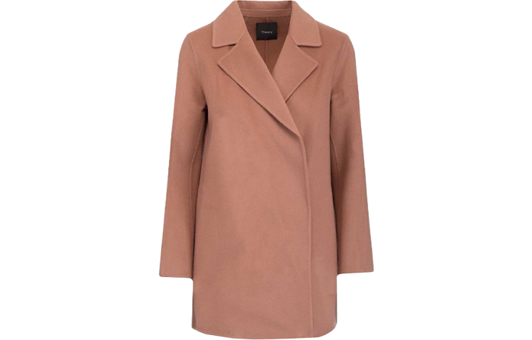 THEORY Coats Women's Rose Pink Lapel Moderate