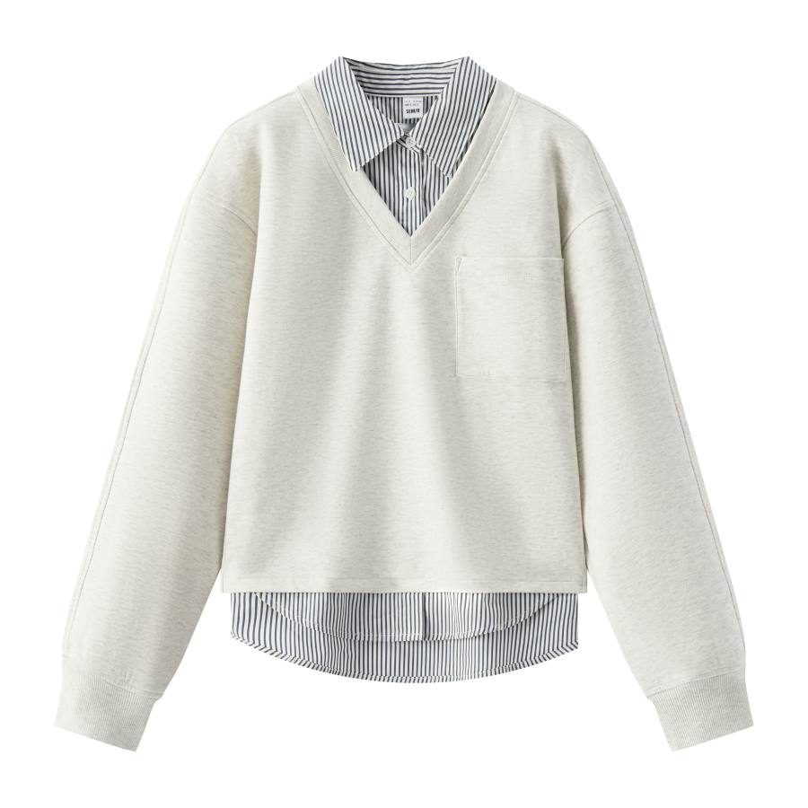 Semir Sweatshirts Women's Lapel Moderate Mock Two Piece