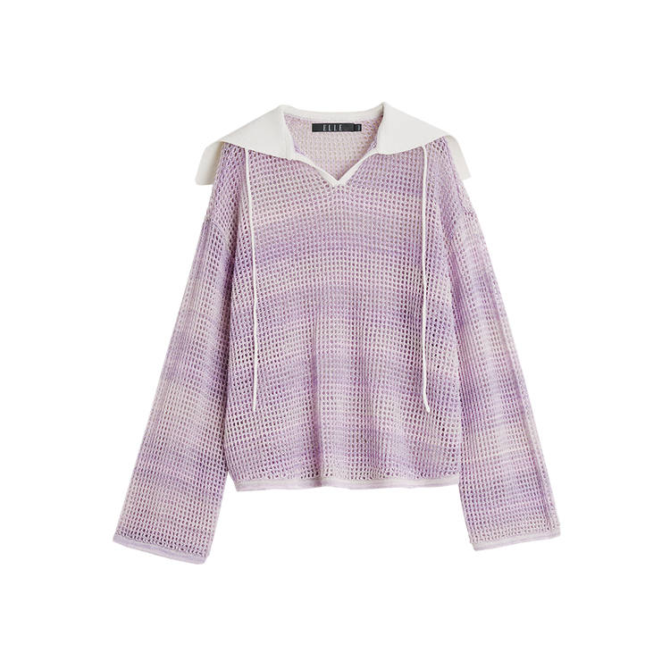ELLE Knitwear Women's Purple Lapel Moderate Other