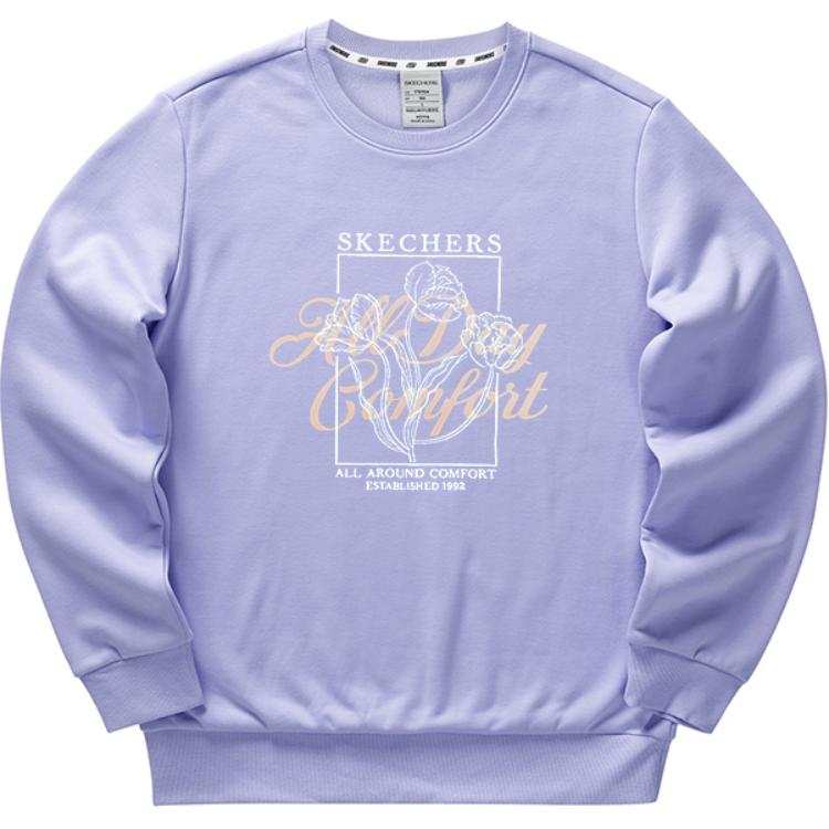 Skechers Colorful Fleece Lined Soft And Skin Friendly Pullover Sweatshirt Women's Light Purple