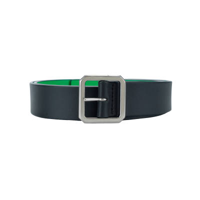 Bottega Veneta Leather Belts Men's Black/Green Width 3cm