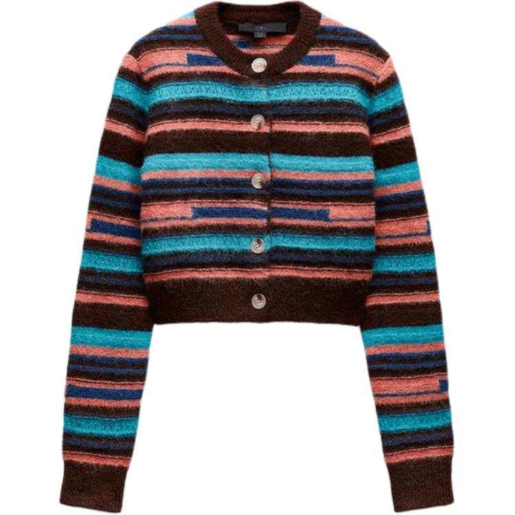 ZARA New Year Knitwear Women's Multicolor Crew Neck Moderate Cardigan