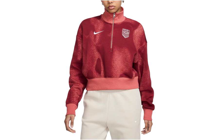 Nike Nike Usmnt Phoenix Fleece Women's Nike Soccer Oversized 1/2 Zip Crop Sweatshirt