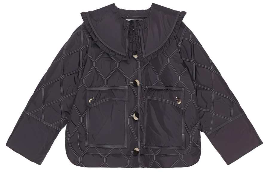 GANNI Jackets Women's Phantom Black Lapel Moderate Other