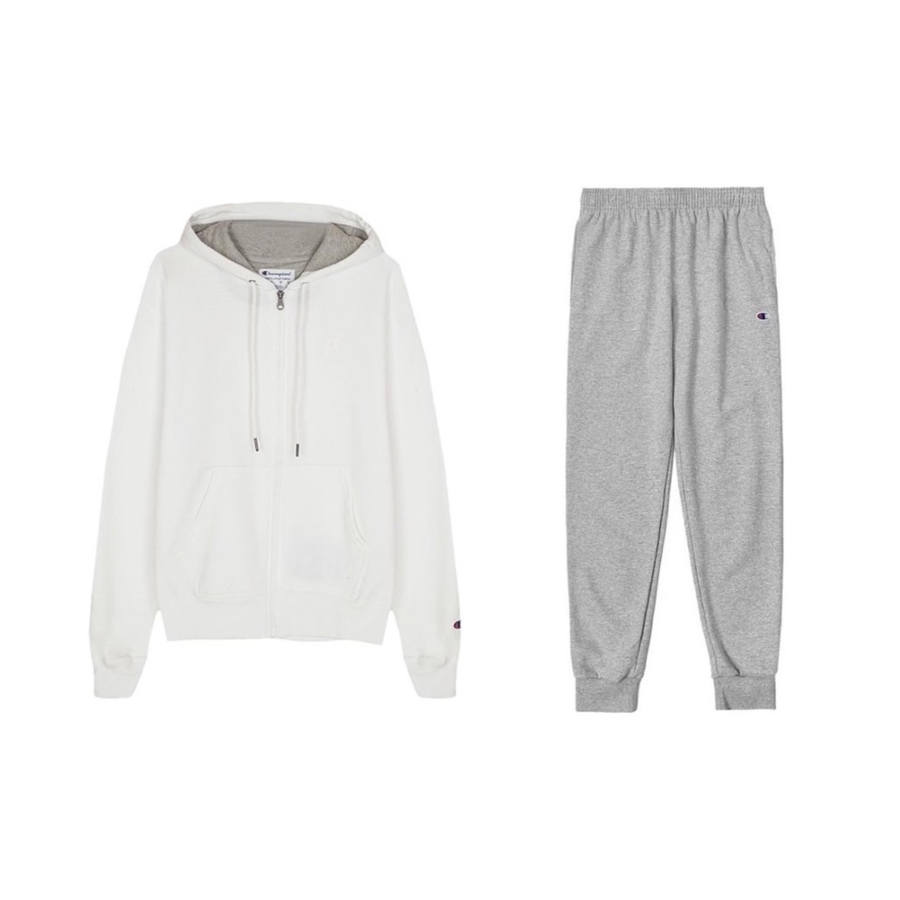 Champion Double Label Embroidery Zippers Hoodie Loose Fit Elastic Cuff Fleece Lined Thickened Sweatpants