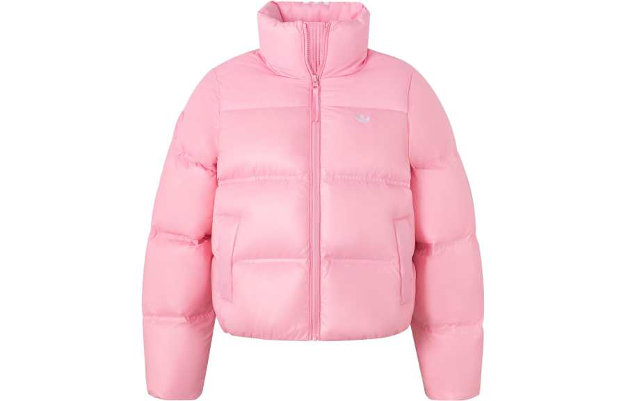 Adidas Originals Down Jackets Women's Light Pink Stand Collar Moderate Puffer Jacket