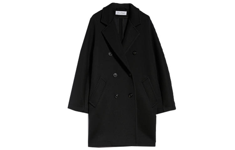 MaxMara MaxMara Coats Women's Black Lapel Moderate Straight Fit